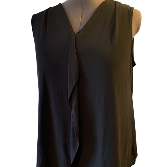 Black V-Neck Sleeveless Blouse with Ruffle Down Front * 2X - Picture 5 of 10